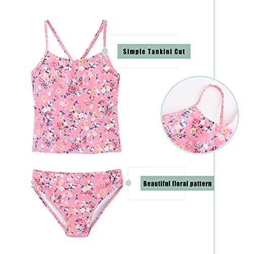 Image of Girls Two Piece Tankini Swimsuit Hawaiian Ruffle Swimwear Bathing Suit Set