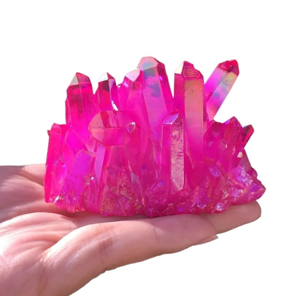 Red Flame Halo Quartz Crystal Cluster Ornament