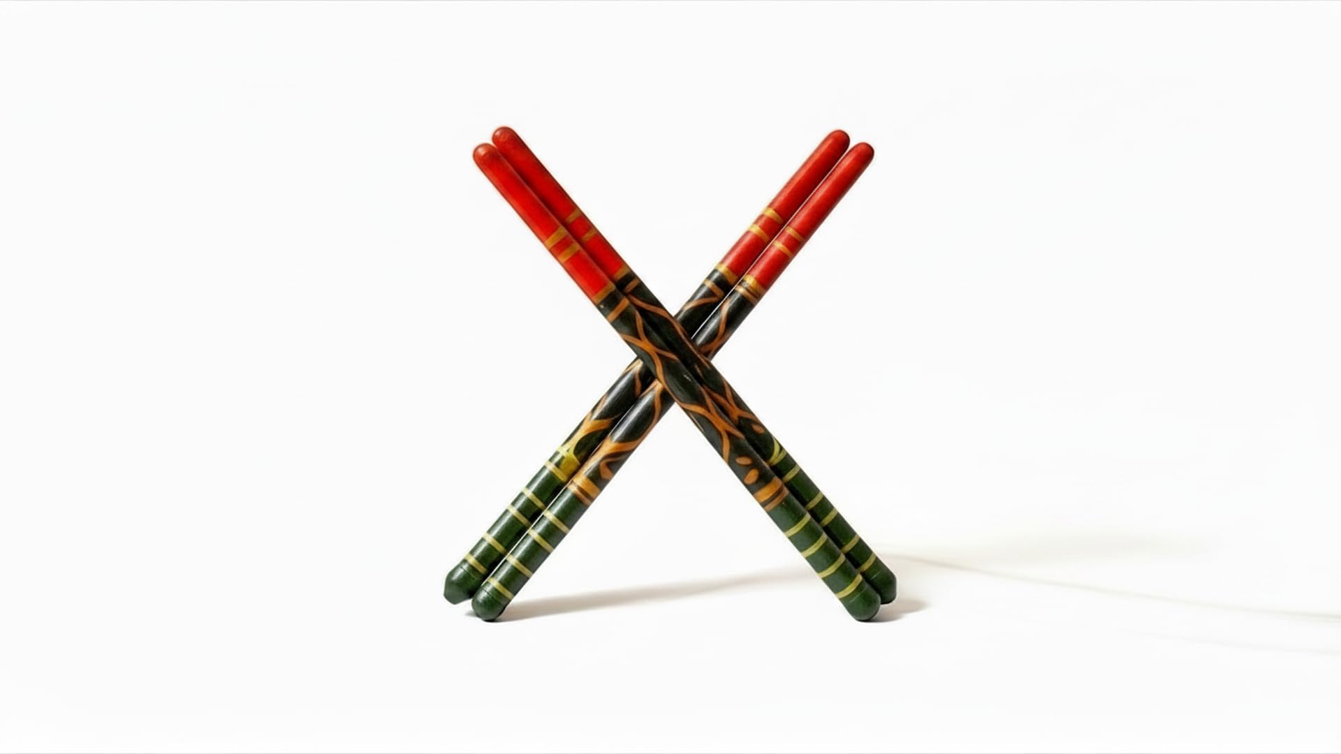 Sankheda Wooden Dandiya Sticks, Multicolour, Hand-Painted Tribal Design, Navratri Garba Dance, 2 Pair (4 Pieces)-image-24