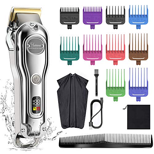 Hatteker Professionele tondeuse voor heren, haartrimmer, baardtrimmer, precisietrimmer, langhaartrimmer, waterdicht, voor mannen