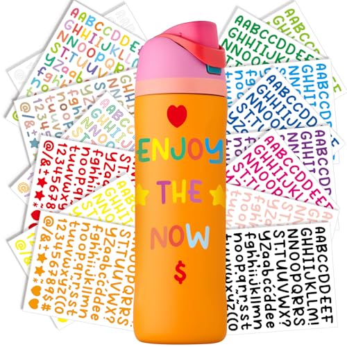 Mity rain Stickers for Owala Water Bottle/Stanley Cup Colored Letters Water Bottle Stickers Waterproof Ultimate Tumbler Cup Accessories Durable Decals for DIY Craft Decorations (Colored Letters)