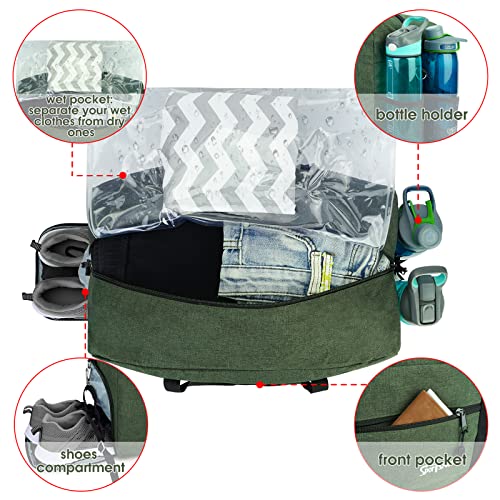 Sports Gym Bag With Wet Pocket & Shoes Compartment, Travel Duffel Bag For Men And Women Lightweight, Army Green #TOP1
