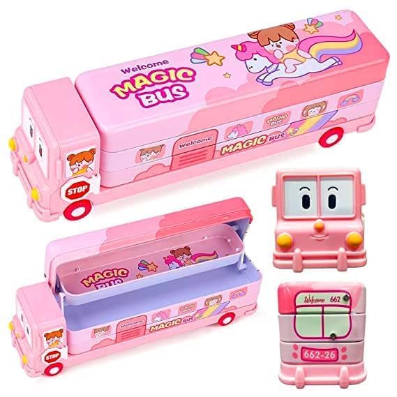Shiv Damru School Bus Shaped Pencil Box with Wheels and inbuilt Sharpener; Real Toy Bus Stationery Box/Pencil Case | Gifting Option for School Kids (Magic Bus (Pencil Case)) (B0CW5ZQBCW) Amazon Price History, Amazon Price Tracker