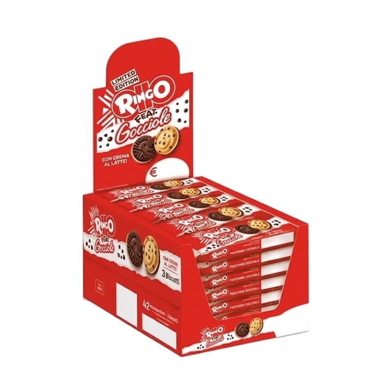 Ringo Gocciole Biscotti Ripieni Espositore 42 Monoporzioni da gr.27,5