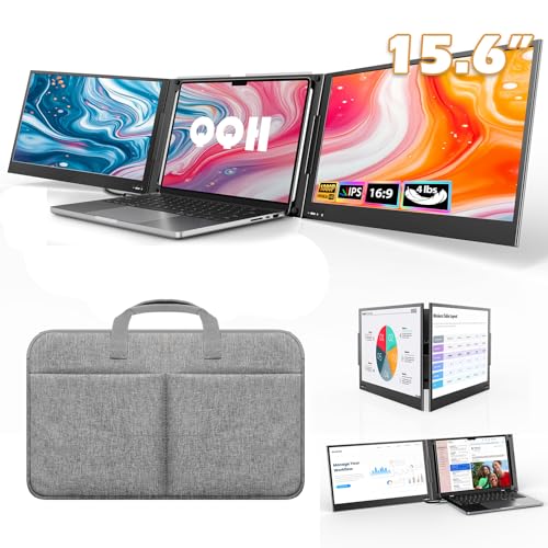 Image of QQH 15.6 inch Laptop Screen Extender, 1080P Triple Portable Monitor for Laptop with Ultra-Slim IPS Display, USB-C Plug and Play Extended Screen Compatible with MacOS, Windows, Android for 12-16 inch Laptops