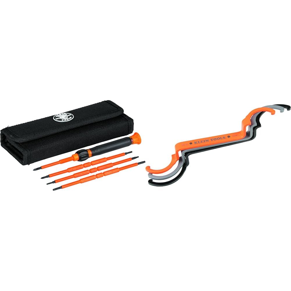 Klein Tools 8-in-1 1000V Insulated Screwdriver Set with Conduit Lockout Wrench Set, Tighten and Loosen Locknuts
