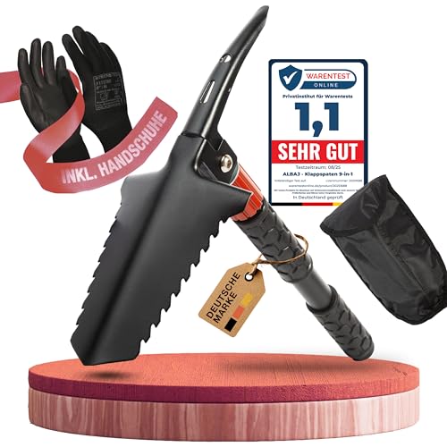 ALBAJ Klappspaten 9-in-1 – Faltbare Survival Schaufel mit Wurzelsäge, Feuerstahl & Tasche – Kompaktes Outdoor-Werkzeug – Geschenke für Männer, ideal für Camping, Bushcraft & Notfälle ALBAJ Klappspaten 9-in-1 – Faltbare Survival Schaufel mit Wurzelsäge, Feuerstahl & Tasche – Kompaktes Outdoor-Werkzeug – Geschenke für Männer, ideal für Camping, Bushcraft & Notfälle