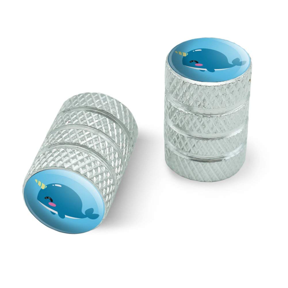 Cute Kawaii Baby Narwhal Motorcycle Bicycle Bike Tire Rim Wheel Aluminum Valve Stem Caps