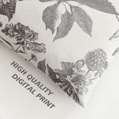 Image of Foindtower Set of 2 Linen Floral Vintage Throw Pillow Covers Neutral Accent Decorative Cushion Covers Farmhouse Boho Home Decor for Sofa Chair Couch Bedroom Living Room,18x18 Inch,Light Gray