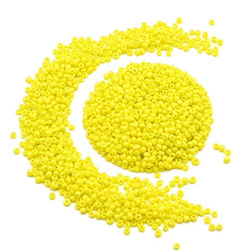 Catotrem Glass Seeds Beads Small Pony Beads Multi Colors Loose Beads for Jewelry Making(2mm/50Gr/3100Pcs) Yellow
