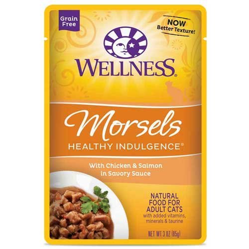Wellness Healthy Indulgence Morsels Chicken and Salmon Adult Cat Food, 3 Ounce - 24 per case.24