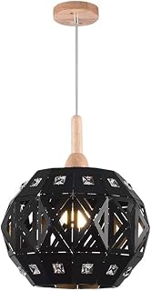 Wood Art Vintage Black Chandelier Nordic Modern Chandelier Wrought Iron Bar Counter Creative Dining Table Lamp Hot Pot Restaurant Decoration Single Head Small Chandelier Interesting