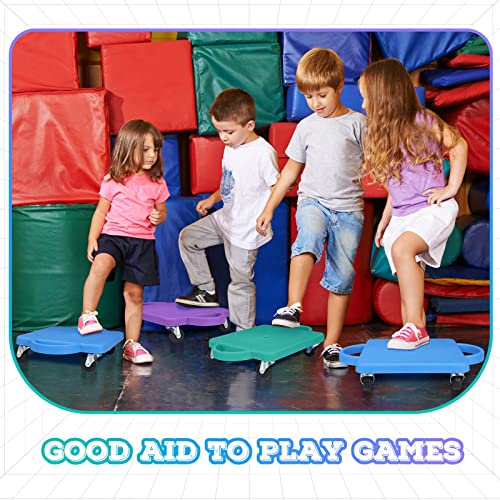 8 Pieces Sports Scooter Board Bulk With Handles Sitting Scooter Board Plastic Casters Sport Flat Scooter For Kids Children Gym Indoor Outdoor Activities Play Equipment #TOP6