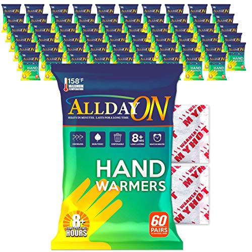 Tenby Living 60-Pair (120 Count) Hand Warmers - Long-Lasting, Hot, Air-Activated Warmers