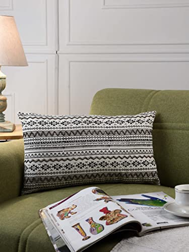 Image of miah decor Cream-Coloured Black Geometric Rectangle Cushion Covers