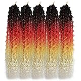 5 Packs 24 Inch Butterfly Box Braids Crochet Hair Goddess Box Braids with Curly Ends 4 Tone Ombre Sy