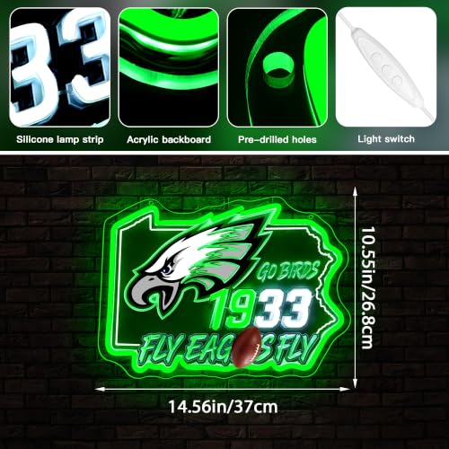 Image of Football Neon Sign for Wall Decor Football Logo Neon Light for Man Cave