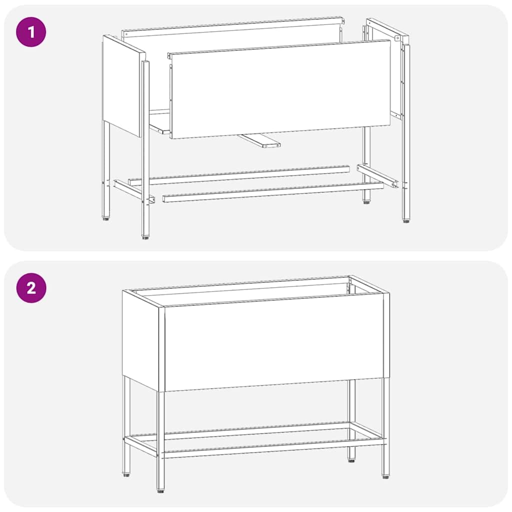 Hothingwell Podwyższona taca ogrodowa srebrna 60x26x45 cm stal nierdzewna | Nowoczesna konstrukcja, odporna na warunki atmosferyczne, łatwa do czyszczenia, prosty montaż za pomocą śrubokręta