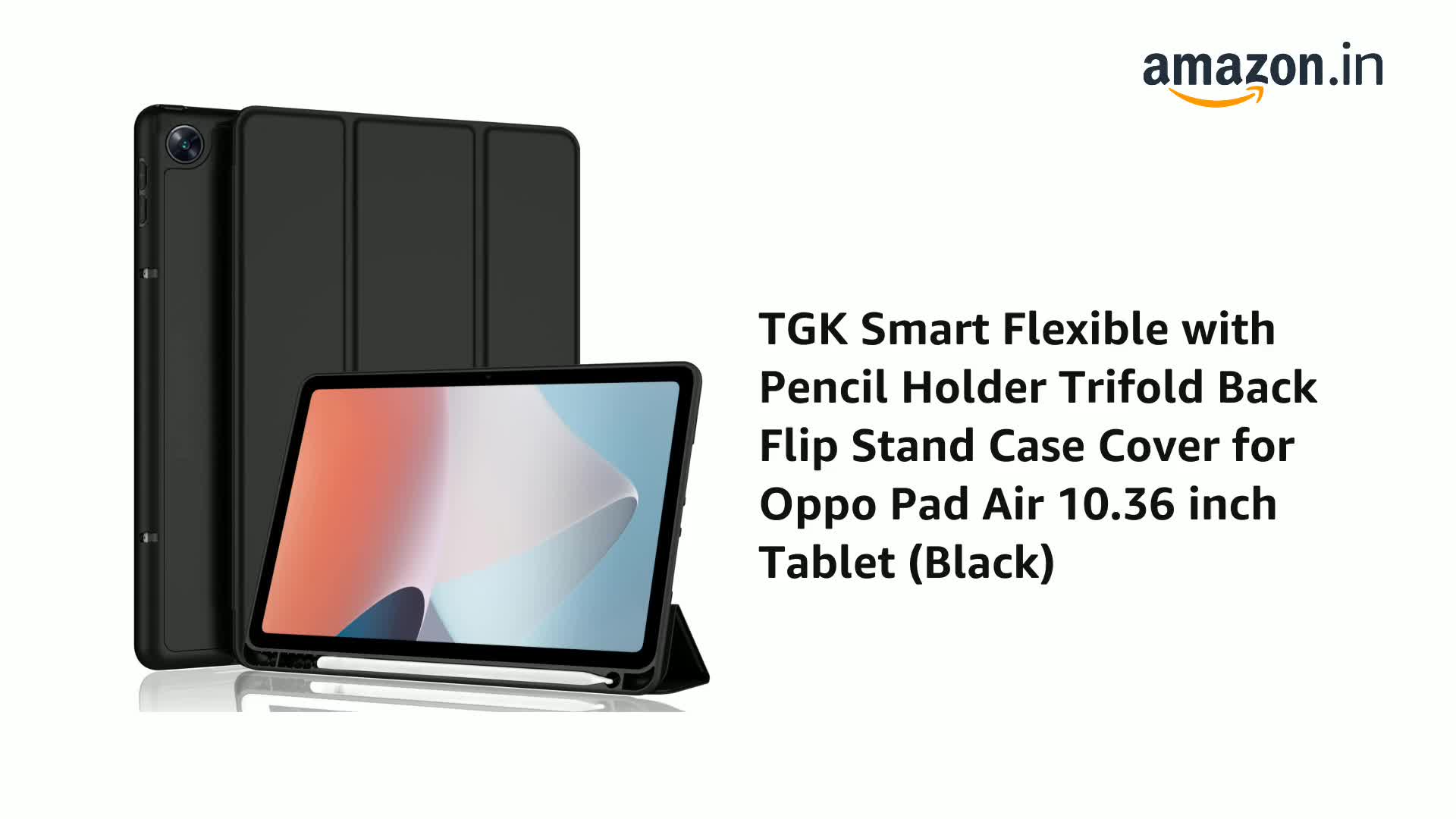 TGK Smart Flexible with Pencil Holder Trifold Back Flip Stand Case