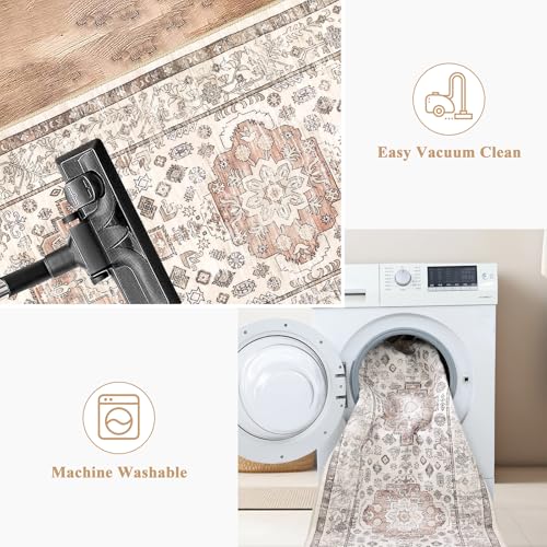 Pauwer Boho Hallway Runner Rug 2x10 Washable Entryway Area Rugs Non Slip Farmhouse Vintage Floor Mat Carpet Runner for Hallways Laundry Room Kitchen Bathroom Bedroom