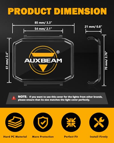 Image of Auxbeam R4 Series 4 Inch LED Square Black Protective Pod Light Covers | Quick Snap-On Installation, Premium Polycarbonate Covers, Waterproof, Protects Against Dust, Debris & Impacts, 2-Pack