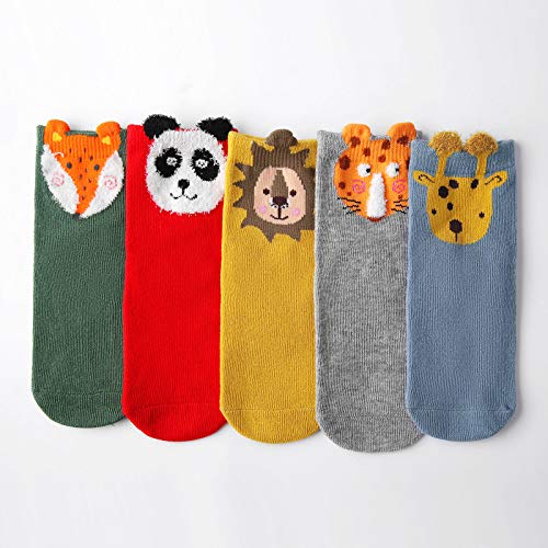LOFIR Kids Socks Girls Boys Cute Animal Cartoon Socks Dog Cat Pattern Socks Toddler Novelty Mini Crew Cotton Socks, Size 12-3, 5 Pairs - Image 3