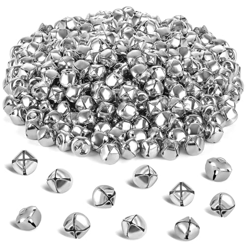 YGAOHF 100PCS Small Jingle Bells, 1/2 Inch Silver Small Craft Bells Bulk, Christmas Bells for Crafts with Loud Sound for Christmas New Year Party Decorations, DIY Crafts
