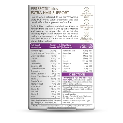 Perfectil Hair Beauty Supplement for Hair - Includes Biotin, CoQ10 & Collagen, 60 Tablets 30-Day Supply, by Vitabiotics - Image 3