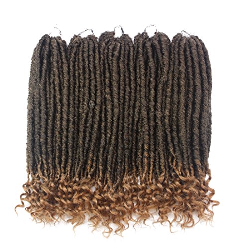Losmoeer 6Packs Faux Locs Crochet Hair Braids with Curly Ends Synthetic Hair Extensions Goddess Fauxlocs Fiber Braiding Hair Afro Kinky Soft Dread Dreadlocks (6Packs, 1B/27#)