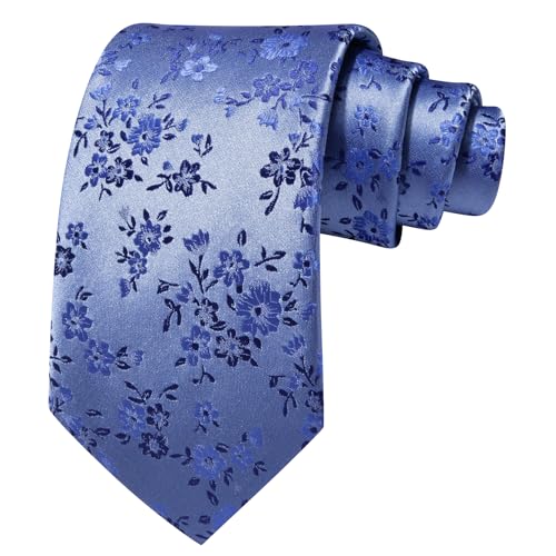 Image of Barry.Wang Men Tie Set Floral Paisley Silk Necktie Pocket Square Cufflinks Formal Wedding Party Business