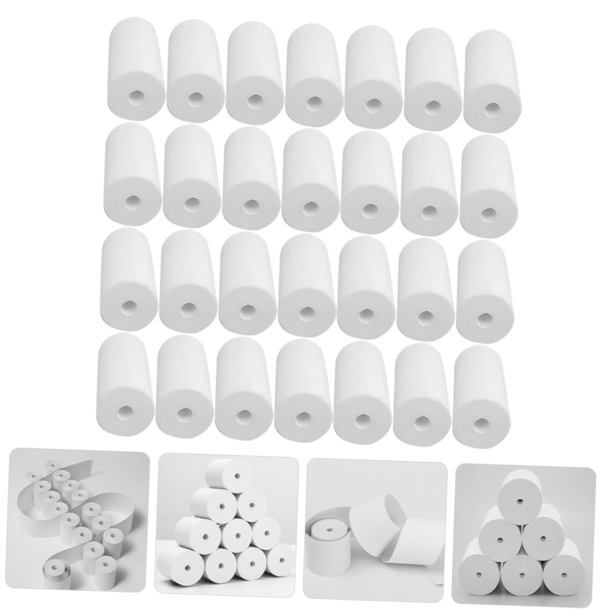 25 Rollos de Papel Térmico para Impresora de Tickets Blanco Almacenamiento Cómodo 57 Mm