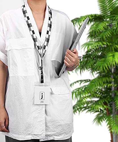 Lanyard With 2 Id Badge Holders Waterproof Card Protector Cute Keychain For Women And Men Teacher Neck Lanyard Strap Key Chain For Car Keys, Cell Phone, Wallets And Whistles - Black White Twill Plaid #TOP4