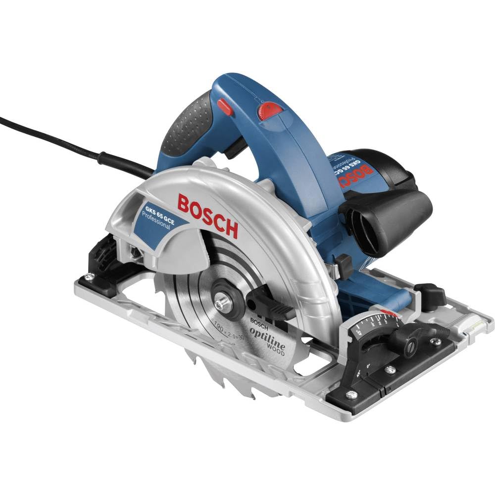 Bosch Professional Keissäge GKS 65 GCE (inkl. Absaugadapter, Innensechskantschlüssel SW 5, 1x Kreissägeblatt Optiline Wood, 190 x 30 x 2,0 mm, 16, L-BOXX)