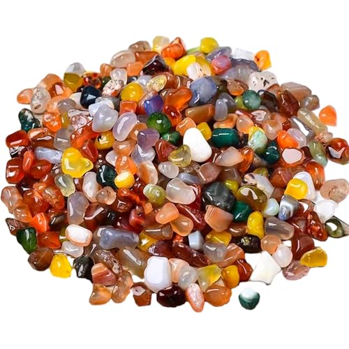 200g Grava Acuario Piedras Acuario Fondo Sustrato Acuario Guijarros de Vidrio Decoracion de Marmol Adecuado para Acuario Tanque de Vidrio Maceta Decoración(4-6mm Grava de Agata de Colores)