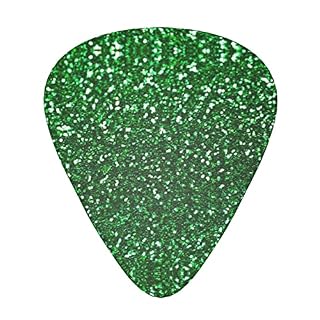 Ensemble de 12 médiators de guitare scintillants verts pour guitare acoustique, guitare électrique, contrebasse, ukulélé - Les Beatles, Paul McCartney, John Lennon, RIngo Starr, George Harrison