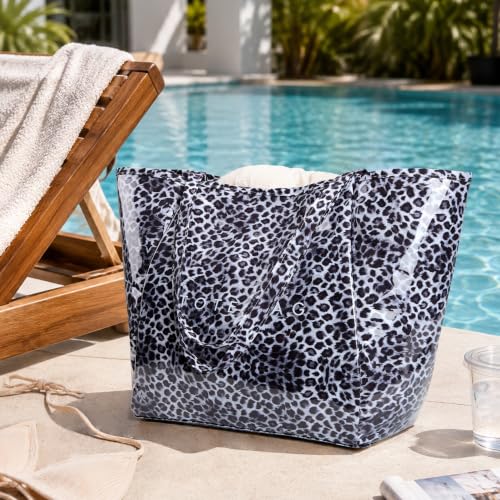 Image of KALIDI PVC Tote Bag Women Large Kraft Paper Travel Beach Bag Jelly Purses