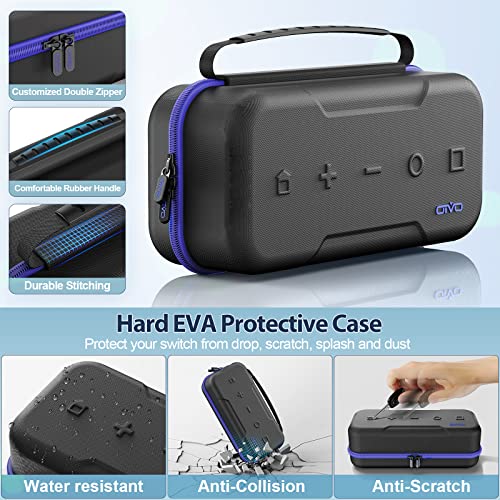 Image of OIVO Switch Case Compatible with Nintendo Switch /OLED Model, Large Switch Carry Case for Joycon and EU Power Supply, Hard Switch OLED Case with Storage for 20 Switch Games & Switch Accessories, Blue