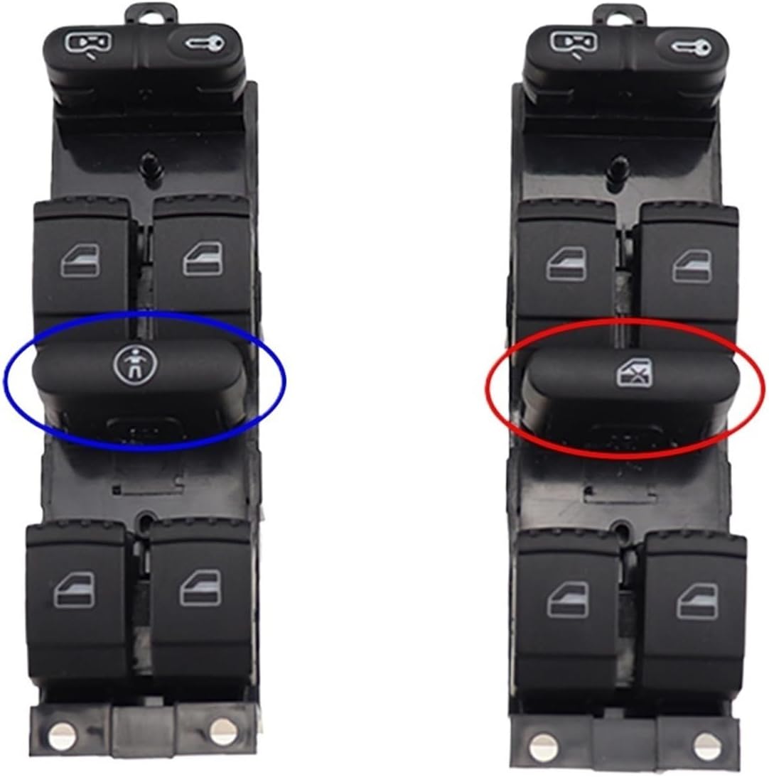 Window Regulator Switch 1J4959857 Master Window Panel Switch Fit for Golf 4 Jetta Bora Fit for Passat 2000-2006 1J4959857D 1J4959857B Quick Installation(A)