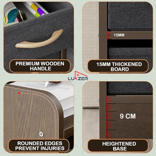 Image of Lukzer 8-Drawer Multipurpose Organizer | Engineered Wood Frame & Fabric Storage Drawers | Wooden Chest for Bedroom,Closet, Living Room | DIY Assembly | Space-Saving Design (Wenge /MR-028 /38Dx30Wx76H)