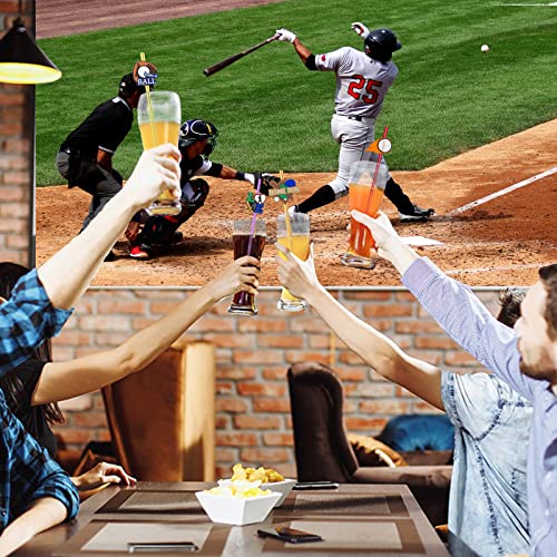 Pitillos reutilizables para fiesta tema béisbol 24 piezas miniatura 6
