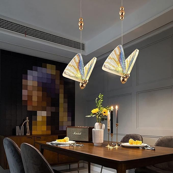 SWIATLO Artistic Butterfly Pendant LED Lamp – Modern Ceiling Light for Home Decor/Bedroom/Living Room Led Hanging Lamp for Drying Room Led Pendant Light for Home/Cafe/Restaurant/Bar (Pack of 2)-image-42