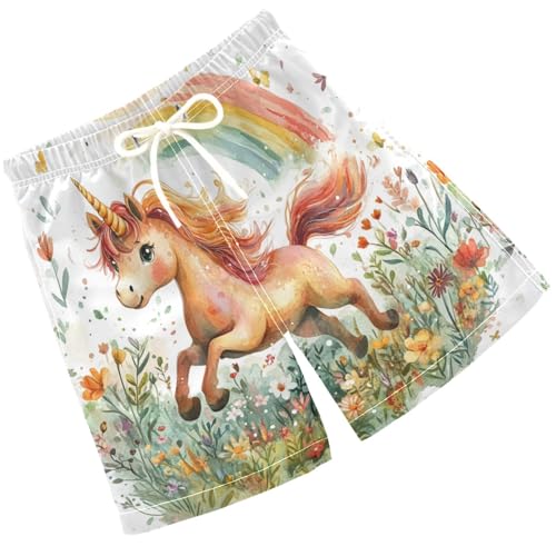 Pigsaly Boys' Swim Board Shorts Hearts Cute Unicorn Boy's Swim Trunks Kids Swimwear M