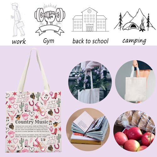 TSOTMO Country Music Lover Gift Country Cowboy Sac fourre-tout Guitare Cadeau de musique Country Girl Sac à bandoulière Bottes de cowgirl Cadeaux, Musique country, Large – vue 4