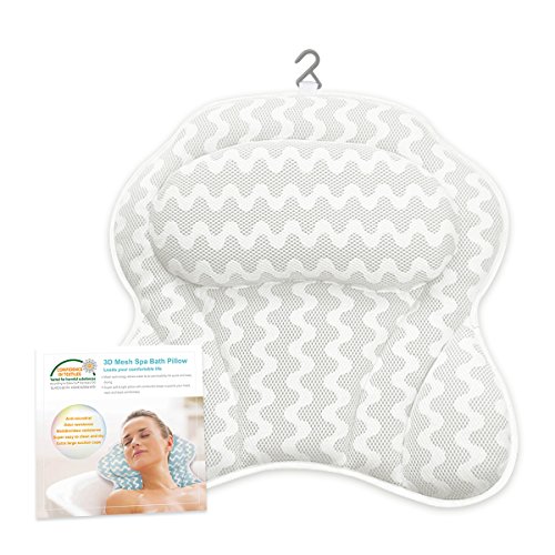 AntArt Bath-tub Pillow for Home Spa and Rest, Relaxation Bath tub Cushion with Strong Suction Cups,1 Panel Bath Pillows - White