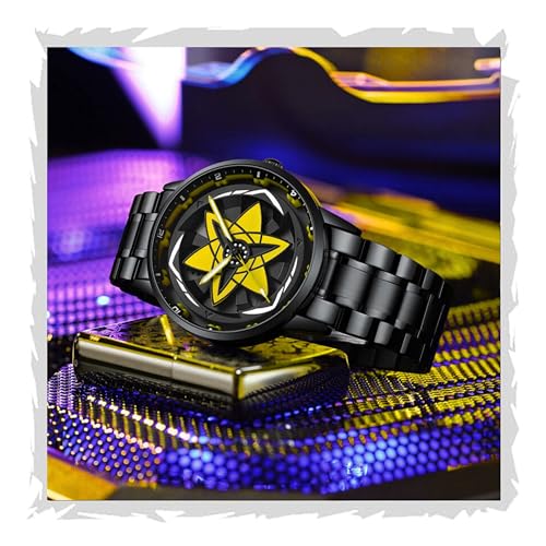 Image of Branded Men's Sport Quartz Watch Ninja Wheel Dial 360 Rotating Casual Fashion Stainless Steel Alloy Mens & Boy's Luxury Metal Gift Creative Watch