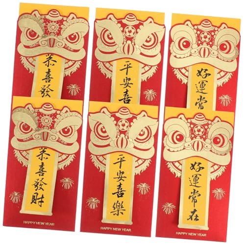 WEKAMOS 6個 新年用グリッター長型信封包 マット仕上げ 結婚式や誕生日にな多目的マネー封筒 祝賀 や春節イベントに対応
