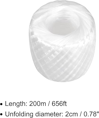 Miniatura 2 de Cuerda de nailon de poliéster para embalaje incluido en el hogar, bricolaje, 656.2 ft656 pies1 rollo de plástico, blanco