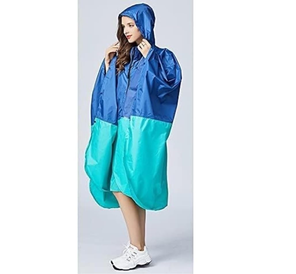 Chubasquero Poncho Impermeable Ligero para Adultos, Reutilizable, para Mujeres Y Hombres, con Capucha Ponchos De Lluvia Impermeables(Blue)