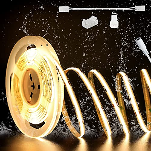 PAUTIX COB LED Strip Light IP65 Waterproof 32.8ft/10m 5040LEDs Warm White 2700K,High Lumen Flexible...