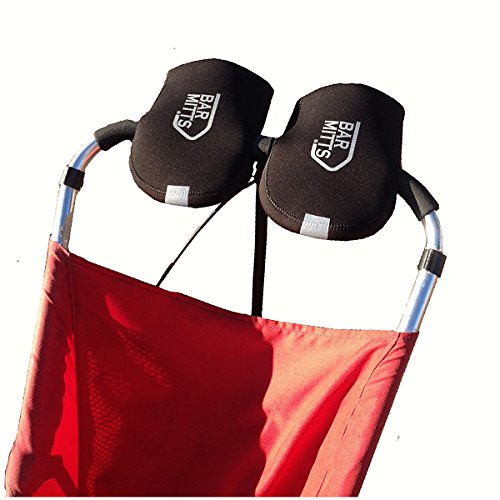 Image of Bar Mitts Pair of Attachable Cold Weather Stroller Mitts fits Baby Jogger Strollers | Waterproof | Open Access Design | Easy Installation | Safety Reflection Logo